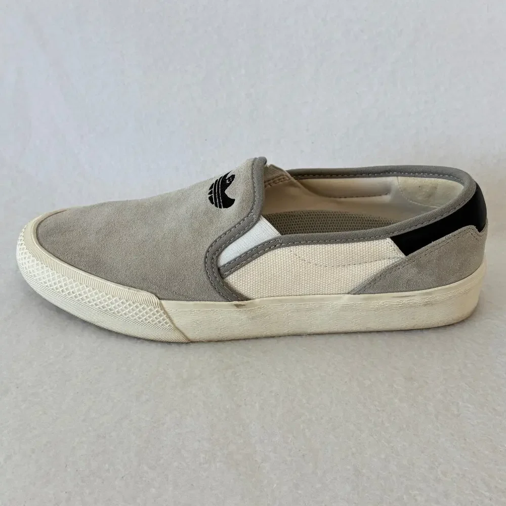 Adidas Original Loafers Slip On Sneakers Mens 8 Gray White Shoes